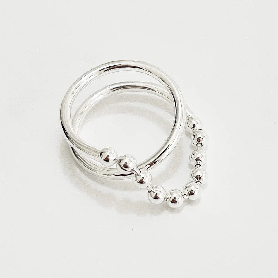 925 Sterling Open Chain Ball Rings